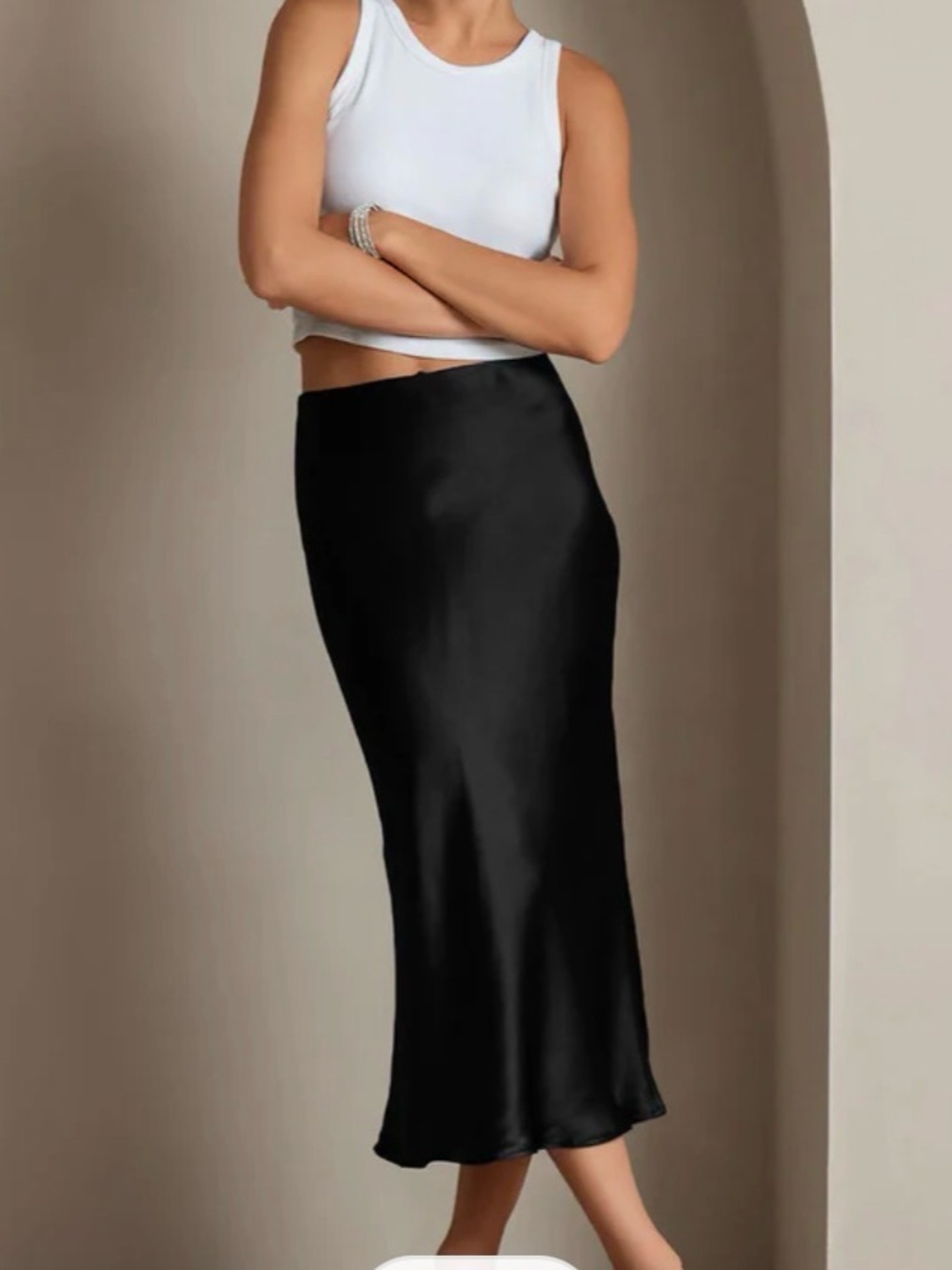 Satin black skirt with Paper Price Tag
